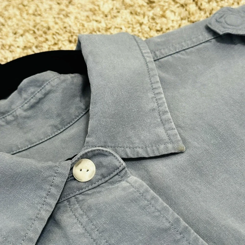 Rag & Bone Womens M Blue Lyocell Linen Utility Jumpsuit Wide Leg Belted Collared